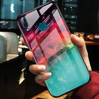 Gradientas Aurora Telefoną Atveju Huawei Y9 2019 Atveju, Minkštas Kraštas + Grūdintas Stiklas, Galinio Dangtelio Huawei Y6 Pro 2019 Garbę 8A Fundas
