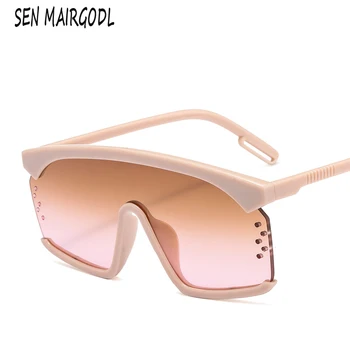 Naujas mados pusę kadro Negabaritinių akiniai nuo saulės moterims, vyrams, Prekės ženklo Dizaineris Vienas gabalas saulės akiniai Klasikiniai Lauko kelionių UV400 akiniai