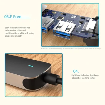 4-In-1 Hub su Tipas-C-HDMI PD USB 3.0 Išplėtimo Dock for Samsung S8 S9 S10 Huawei Mate 10 Mate 10 Pro P20 30 Kt