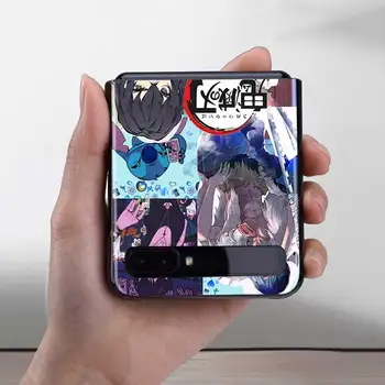 Demon Slayer Kimetsu Nr. Yaiba Telefono dėklas Samsung Z Apversti 6.7 Atvejų Galaxy Z Apversti 5G Juoda Kietajame KOMPIUTERIO Dangtį Coque Funda Rubisafe
