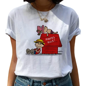 Vienas Gabalas Luffy t-shirt moterims tumblr pora drabužiai plius dydis japonijos grunge drabužius, vintage