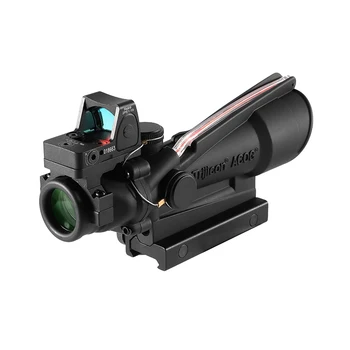 5X35 ACOG Nekilnojamojo Fiber Optics Red Dot Tinklelis Raudonai Apšviestas Tactical Rifle Sritį su Red Dot 
