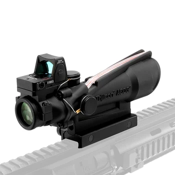 5X35 ACOG Nekilnojamojo Fiber Optics Red Dot Tinklelis Raudonai Apšviestas Tactical Rifle Sritį su Red Dot 