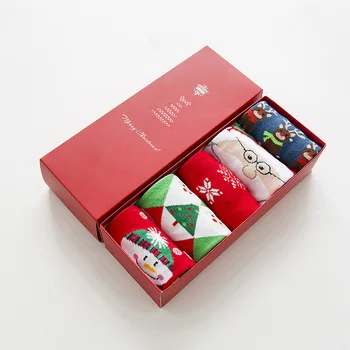 5 Poros Žiemos Naują Stilių Kalėdų Kojinės Dovanų Dėžutė Pakuotės Santa Medvilnės Storas Šiltas Šiltas Atostogų Kojinės