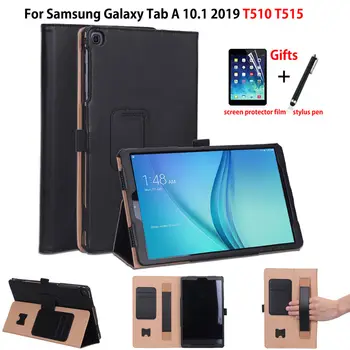Prabanga Case For Samsung Galaxy Tab 10.1 2019 T510 T515 SM-T510 Padengti Funda Tablet PU Odos, Rankų Turėtojas Stovėti Shell +Filmas+Rašiklis