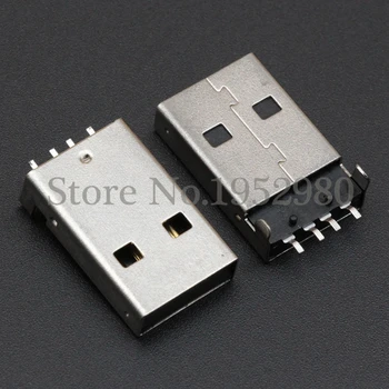 10VNT USB 2.0 Male Jungtis Socket ESU 180 Laipsnių 4 Smeigtukai Kompensuoti Juodo Plastiko Duomenų Perdavimo Įkrovimo lizdas