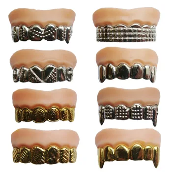 100vnt aukso dantų silver dantų velykų naujovė visą asmens žaislas maskuotis juokinga dantų ėduonis dantų paauksuotas dantys