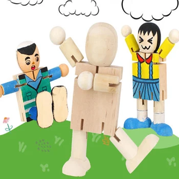 11cm medienos žmogus modelis darželį, rankų darbo žaislai toddlercognitive rankas-apie gebėjimą vykdyti žaislai