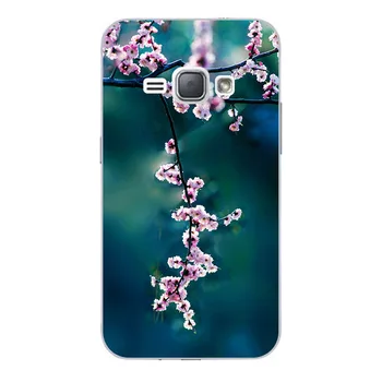 Minkštos TPU Case for Samsung Galaxy J1 2016 J120 J120F SM-J120F galinį dangtelį 360 visas apsaugos spausdinimo skaidrus gėlių coque