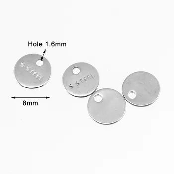 Nerūdijančio Plieno papuošalai išvados raundo diską 8mm S. Plieno išgraviruotas pakabukas mažai uodega, žnyplės, žavesio 100vnt