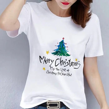 Kalėdų Eglutė T-shirt Harajuku Juokinga trumpomis Rankovėmis T Marškinėliai Moterims Streetwear Kpop Moterų Drabužių Lašas Laivas