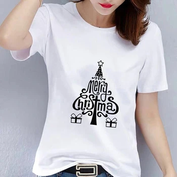 Kalėdų Eglutė T-shirt Harajuku Juokinga trumpomis Rankovėmis T Marškinėliai Moterims Streetwear Kpop Moterų Drabužių Lašas Laivas