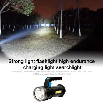 Super Ryškus LED Prožektorius Nešiojamas Vandeniui Dėmesio Galios Ekranas COB Darbo Žibintas USB Įkraunamas Žibintuvėlis Žuvų Medžioklė
