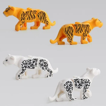 1Set Plastiko Krokodilas Tigro, Karvės Gyvūnų Buildable Modelį, Vaikai Gyvūnų Kūrimo Bloką, Žaislai