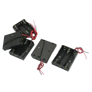 Hot-5 vnt spyruoklinė plastikiniai, 3 x 1,5 V AA baterijų laikiklis dėžutė juoda