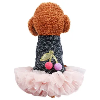 Pet Šuo, Katė Suknelės Naujas Šiltas Rudens Žiemos Smulkaus Ir Vidutinio Dydžio Meškiukas Drabužius Žvaigždė Pink Gazas Vyšnių Šuo Sijonas Vestuvinė Suknelė
