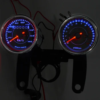 2 In 1 Spidometras Tachometras Nešiojamų Juoda Tiksliai Motociklo Ridos Su Laikikliu Indikatorius LED Backlight ABS atsarginės Dalys
