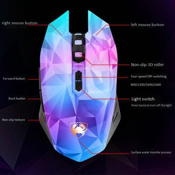 MIXIE Laidinio Žaidimų Pelės LED Šviesos Diamond Versija USB Kompiuterio Pelė Gamer Pelė