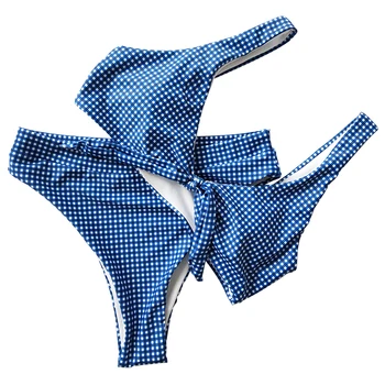 Seksualus aukšto juosmens bikini 2019 naujas blue dot spausdinti lankas 2 dalių komplektas ponios vasaros maudymosi kostiumėliai, paplūdimio rankšluosčiai Brazilijos bikini push up