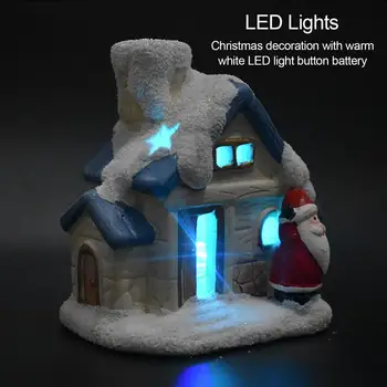 Kalėdų Dervos Namas Su LED Šviesos Šviesos Fantazija Sniego Arenoje Sniego Kaimas Stalo Ornamentas 2021 Naujųjų Metų Namų Puošybai
