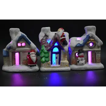 Kalėdų Dervos Namas Su LED Šviesos Šviesos Fantazija Sniego Arenoje Sniego Kaimas Stalo Ornamentas 2021 Naujųjų Metų Namų Puošybai