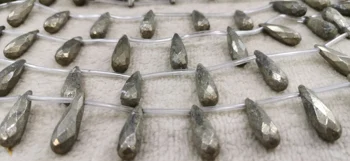16inch originali pyrite papuošalai ašaros karoliukai - lašas briaunotas akmuo - ilgas pakabukas earrigns 8-24mm