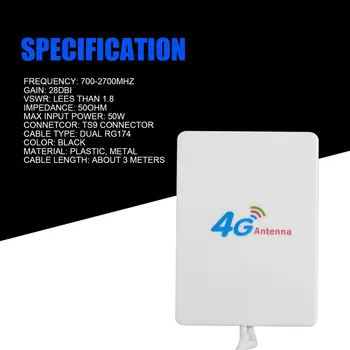3G 4G LTE Antenos TS9 Jungtis 4G LTE Maršrutizatorių Anetnna 3G Išorinės Antenos Su 3M Kabeliu, Skirta 