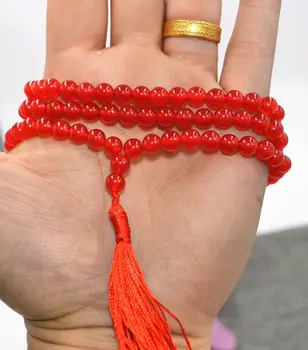 KARŠTO 6mm Tibeto Budizmas 108 raudonas akmuo Malda Granulių Mala Karoliai AAA