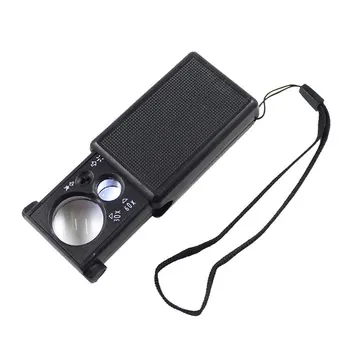 30X 60X Traukti tipo Papuošalai didinamasis stiklas Mini Pocket Vertus Didinamojo Stiklo Nešiojamų Mikroskopu Loupe Optinis Objektyvas Įrankis w/ LED Šviesos