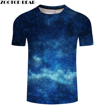 Blue Galaxy Skaitmeninio Spausdinimo Vyrų marškinėliai Priežastinis vyriški marškinėliai Vasara O-kaklo trumpomis Rankovėmis Viršūnes Tees Lašas Laivas ZOOTOP LOKYS