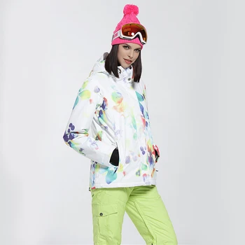 GSOU SNIEGO moterų Slidinėjimo kostiumas -35 laipsnis Laipsnis mažas Moterų Snieglenčių Striukė Žiemos Paltai Vandeniui Orui Spalvinga slidinėjimo aprangos