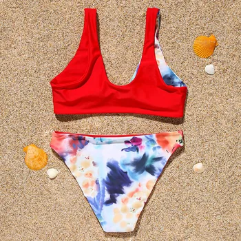 INGAGA Seksualus Bikini Push Up Moterų Maudymosi Kratinys maudymosi Kostiumėliai, Ruched Biquini 2021 Spausdinimo Maudymosi Kostiumai Vasaros Paplūdimio