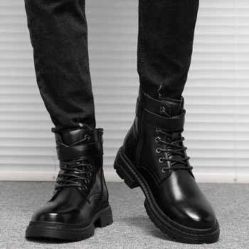 Vyrų mados šalis pokylių suknelės karvės odos batai, platforminiai batai lauke įrankiai boot black kulkšnies botas hombre botines vyras