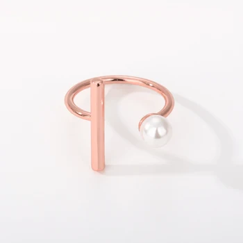 Korėjos Minimalistinio Metalo Geometrinis Žiedai Moterims Atidarymo Reguliuojamas Imitacija, Perlų Žiedas Šalis Vestuvės Dovanų