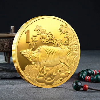 1Pc 2021 Naujųjų Metų Moneta Dvylika Zodiako ženklas Jautis Proginių Monetų Kolekcija Dovanų jautis monetos