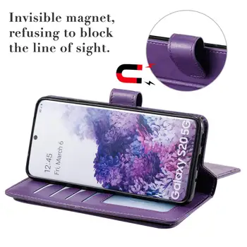 PU Odos Kortelių Lizdai Telefono dėklas Samsung Galaxy S20 Piniginės Stovėti Padengti Multi-funkcinis Magnetinio Telefonas Atvejų