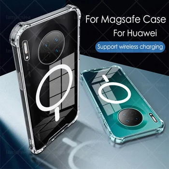 Magnetinio Atveju, Huawei Mate 40 30 Pro Magsafe Įkroviklį Apsaugos Atveju Už 30 P40 Pro Belaidis Kroviklis Skaidrus, Kieti Viršeliai