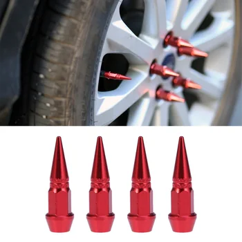 4 Vnt Smaigalys Dizaino Aliuminio Lydinio Automobilių Padangų Kamieninių Kepurės Apvalus Stilius Oro Dangteliai (Raudonas)