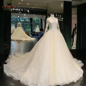 Chalatas De Mariee 2021 Balto Dramblio kaulo linijos, Užkarpomis Vestuvių Suknelė, Vestidos De Novias Tiulio Nėrinių Jaunavedžių Santuokos Suknelė HC110