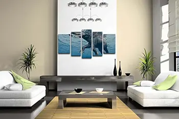 Drobės tapybai naujas 5 Gabalas naujų Dramblys Plaukia Per Vandenį Mėlyna Vandens Tapybos Spausdinimo Ant Drobės Dekoracija namuose\R138