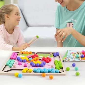 Vaiko Montessori Medžiagos, Mediniai Žaislai, Rankų Smegenų Mokymo Karoliukų Spalvos Rūšiavimo Žaidimas Kūdikių Ankstyvojo Ugdymo Švietimo Žaislai, Dovanos