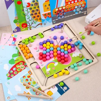 Vaiko Montessori Medžiagos, Mediniai Žaislai, Rankų Smegenų Mokymo Karoliukų Spalvos Rūšiavimo Žaidimas Kūdikių Ankstyvojo Ugdymo Švietimo Žaislai, Dovanos