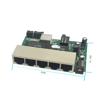 PCBA Modulis 5 Port 10/100/1000Mbps Gigabit ethernet tinklų jungikliai gamyklos OEM/ODM MUMS, EU plug nešiojamas paketo ethernet switch lan hub