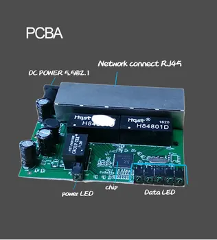PCBA Modulis 5 Port 10/100/1000Mbps Gigabit ethernet tinklų jungikliai gamyklos OEM/ODM MUMS, EU plug nešiojamas paketo ethernet switch lan hub