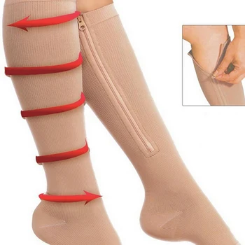 1 Poras Glaudinimo Kojinės Moterims Užtrauktukas Medicinos Suspaudimo Puskojinės Zip Kojos Atrama Kelio Sox Atidaryti Tne Anti-Nuovargio Tampri, Kojinės