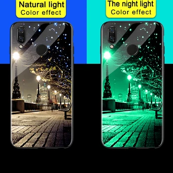 Šviesos Telefono Dėklai Huawei Nova 2 Plius 2i 2S 3E 3i Kosmoso Naktį Spindi Stiklo Atveju 