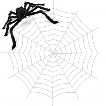 Helovinas 12 PĖDŲ Milžinišką Turas Spider Web ir Padirbtų Plaukuotas Voras Rekvizitai Baisu Kieme Durų ir Lauko Dekoro su Ruožas Voratinklis