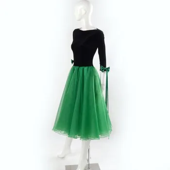2017 Nauja Lay ' s Sportinių Šokių Suknelės Juoda+žalia Pusę Sleev burbulas sijonas Kostiumas Modernus/Jazz/ Ballroom Standarto Suknelė