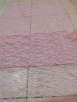 Rožinės spalvos tiulio su nėrinių klijuojami blizgučiai mados H-181051 afrikos blizgučiai nėrinių audinio šalis suknelė 5yard/daug