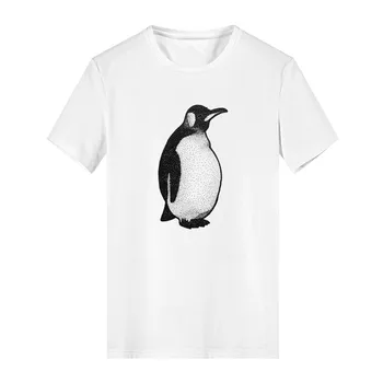 Moterų Marškinėliai Mados Vasaros Atsitiktinis Marškinėliai Medvilnės Animacinių filmų Pingvinas trumpomis Rankovėmis T-Shirt camiseta mujer футболка женская #E